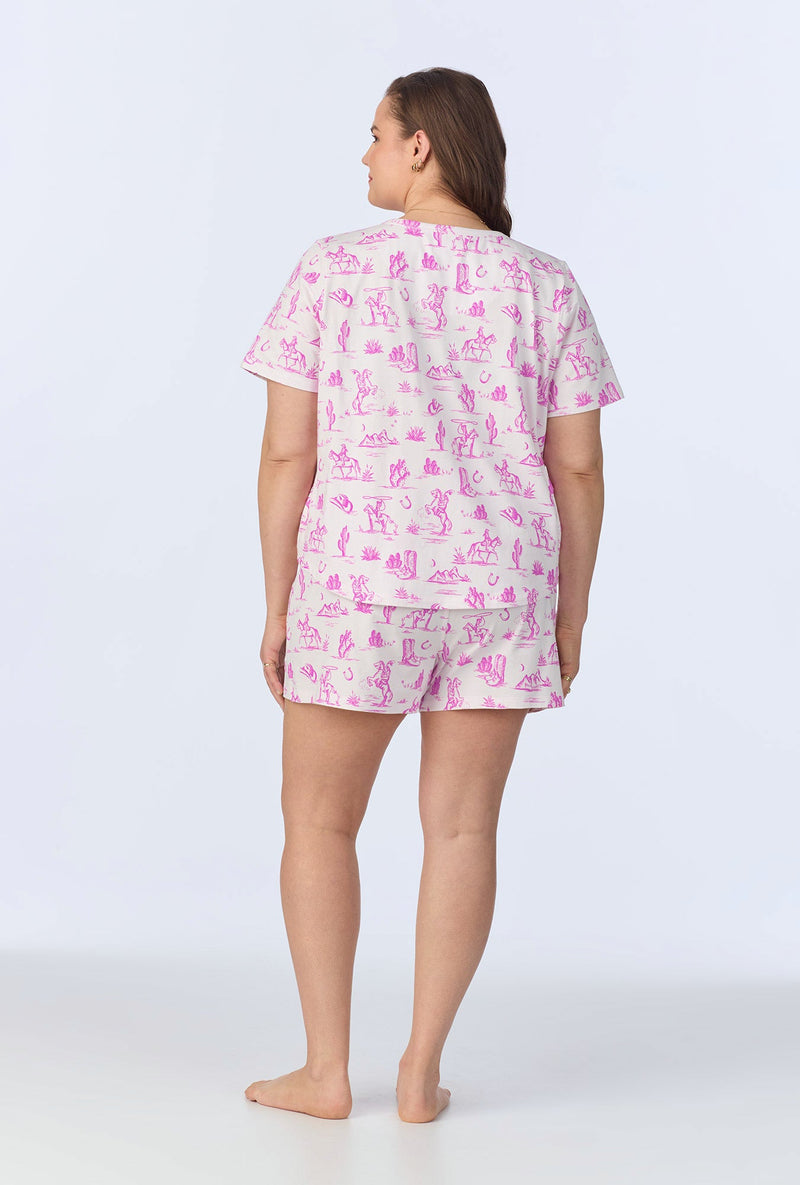 Cowgirl Toile  T-Shirt Stretch Jersey Shorty PJ Set