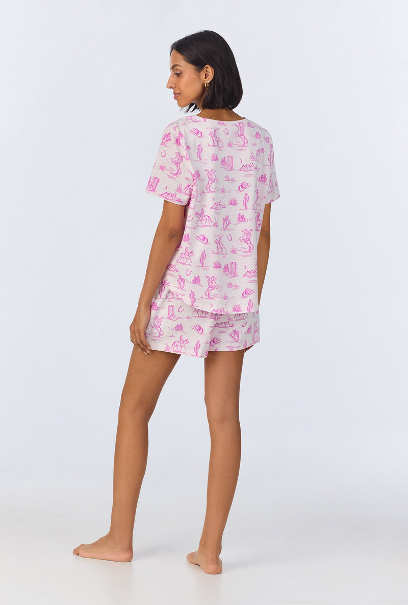 Cowgirl Toile  T-Shirt Stretch Jersey Shorty PJ Set