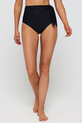 Genevieve Sash Tie High-Waisted Bottoms in Black