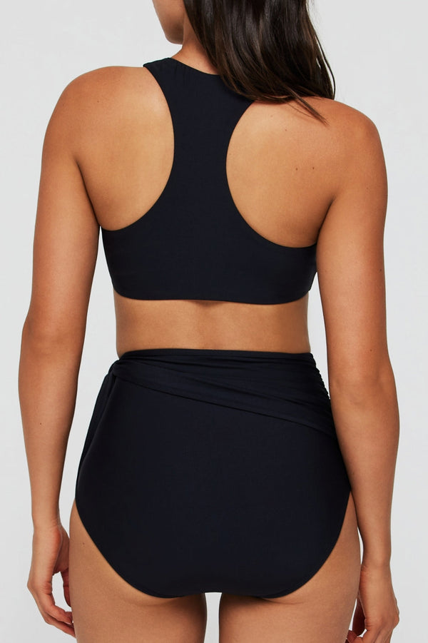 Felicity High Neck Racerback Bikini Top in Black
