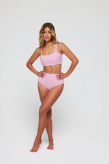 Lucia Square Neck Two-Piece Bikini Top in Pink