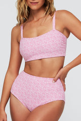 Lucia Square Neck Two-Piece Bikini Top in Pink