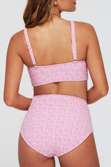 Lucia Square Neck Two-Piece Bikini Top in Pink