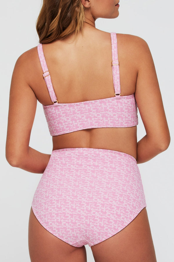 Lucia Square Neck Two-Piece Bikini Top in Pink