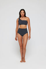 Gianna One Shoulder Two-Piece Bikini Top in Polka Dot