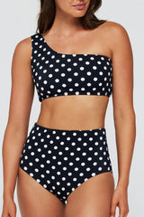 Gianna One Shoulder Two-Piece Bikini Top in Polka Dot