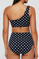 Gianna One Shoulder Two-Piece Bikini Top in Polka Dot