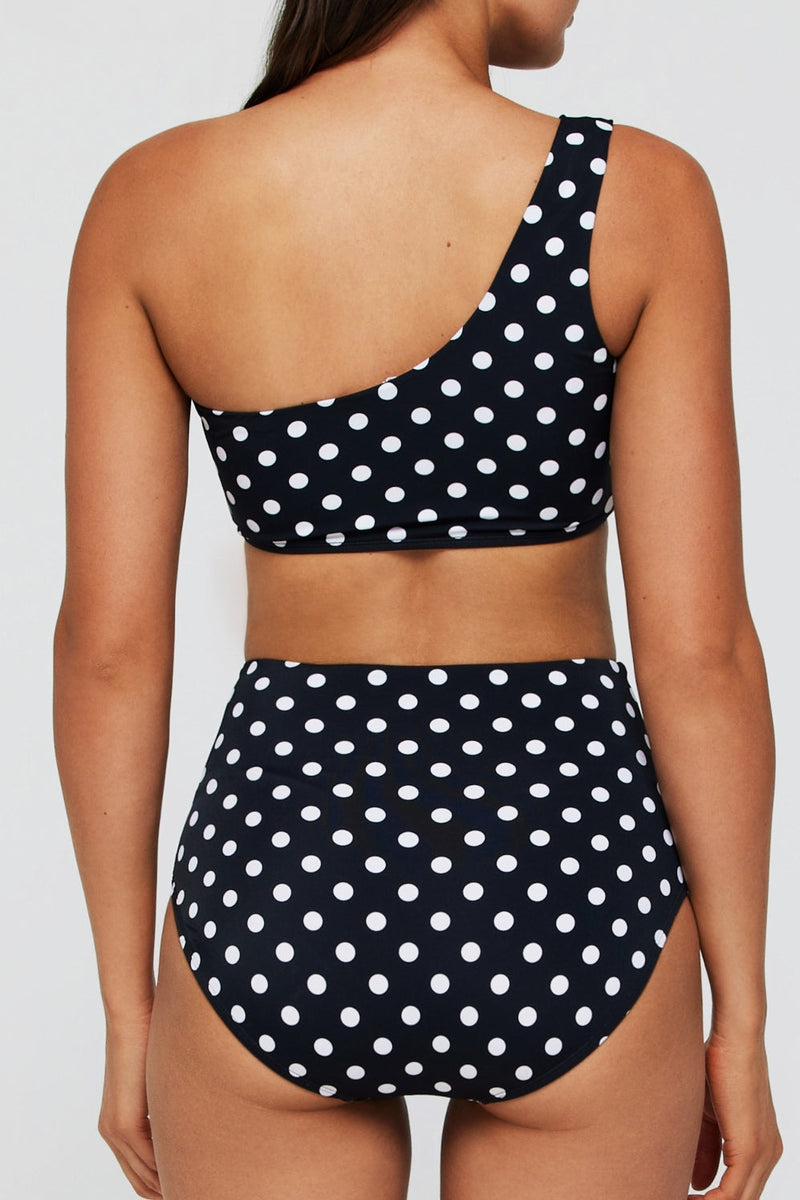 Gianna One Shoulder Two-Piece Bikini Top in Polka Dot