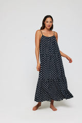 Johanna Maxi Low Scoop Back Dress Cover Up in Polka Dots