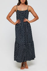 Johanna Maxi Low Scoop Back Dress Cover Up in Polka Dots