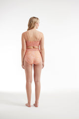 Hanna Smocked Removable Straps Two-Piece Bikini Top in Peach Medley- FINAL SALE