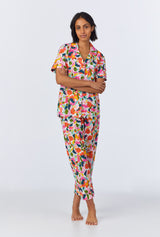 Lucia Short Sleeve Classic Woven Cotton Poplin Cropped PJ Set