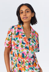 Lucia Short Sleeve Classic Woven Cotton Poplin Cropped PJ Set