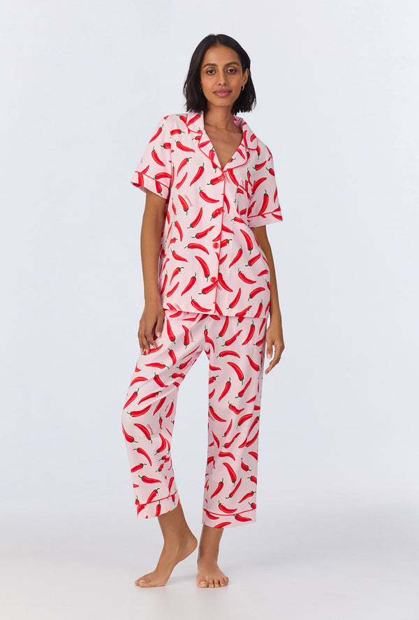 Coming In Hot Short Sleeve Classic Stretch Jersey Cropped PJ Set