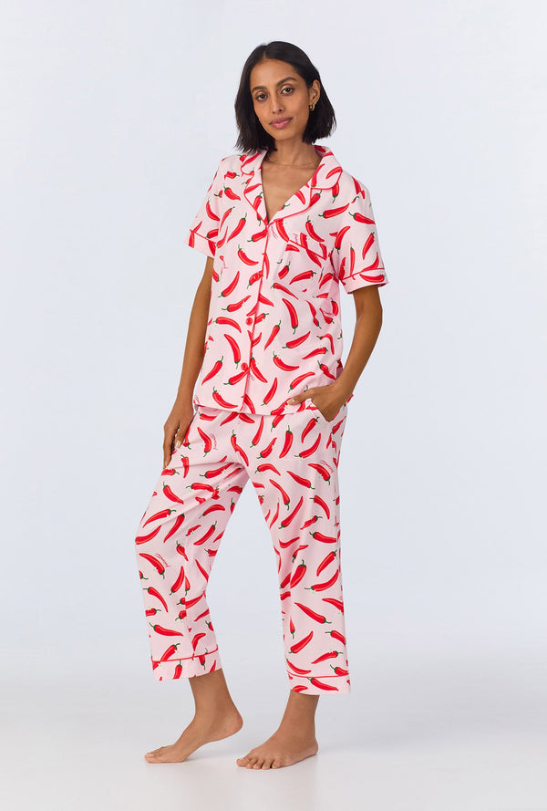 Coming In Hot Short Sleeve Classic Stretch Jersey Cropped PJ Set