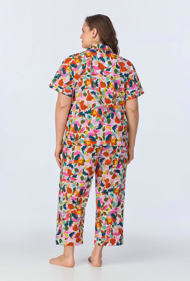 Lucia Short Sleeve Classic Woven Cotton Poplin Cropped PJ Set