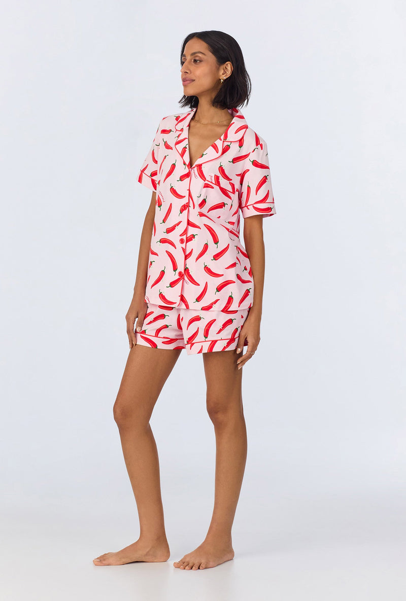 Coming In Hot Short Sleeve Classic Shorty Stretch Jersey PJ Set