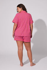 BedHead X Trina Turk Chain Geo Short Sleeve Classic Shorty Stretch Jersey PJ Set