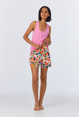 Lucia Knit Tank Woven Cotton Poplin Boxer PJ Set