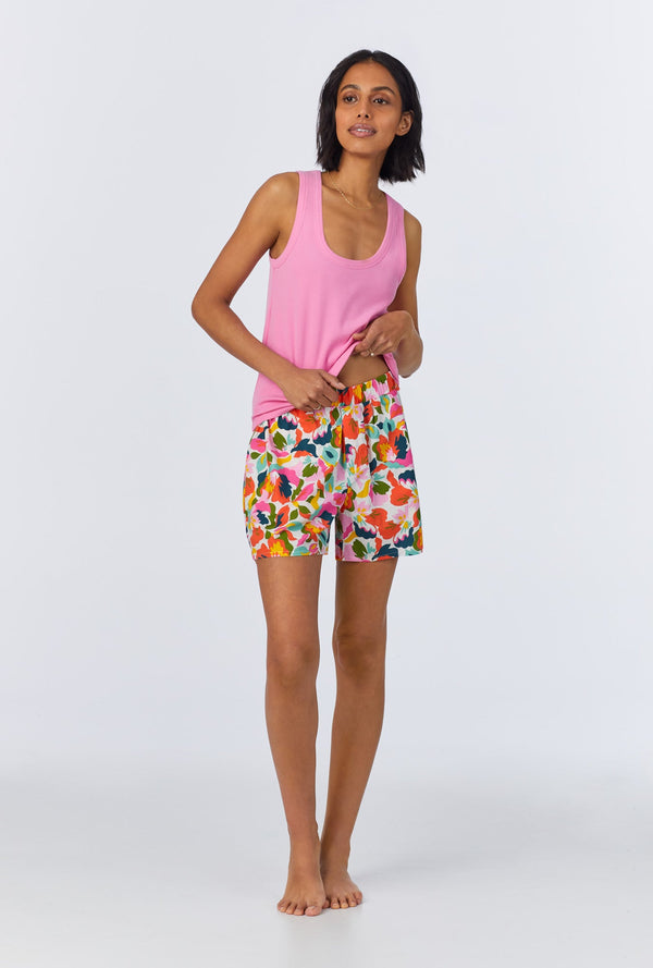 Lucia Knit Tank Woven Cotton Poplin Boxer PJ Set
