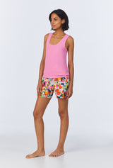 Lucia Knit Tank Woven Cotton Poplin Boxer PJ Set