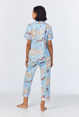 Ciao Capri Short Sleeve Classic Woven Cotton Poplin Cropped PJ Set