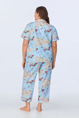Ciao Capri Short Sleeve Classic Woven Cotton Poplin Cropped PJ Set