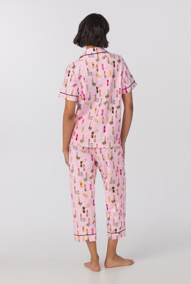 Pretty In Pink Short Sleeve Classic Stretch Jersey Cropped PJ Set