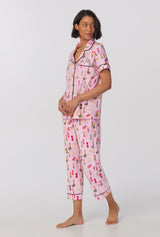 Pretty In Pink Short Sleeve Classic Stretch Jersey Cropped PJ Set