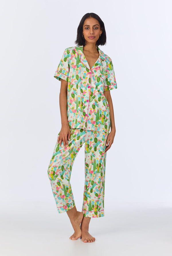 Cactus Garden Short Sleeve Classic Stretch Jersey Cropped PJ Set