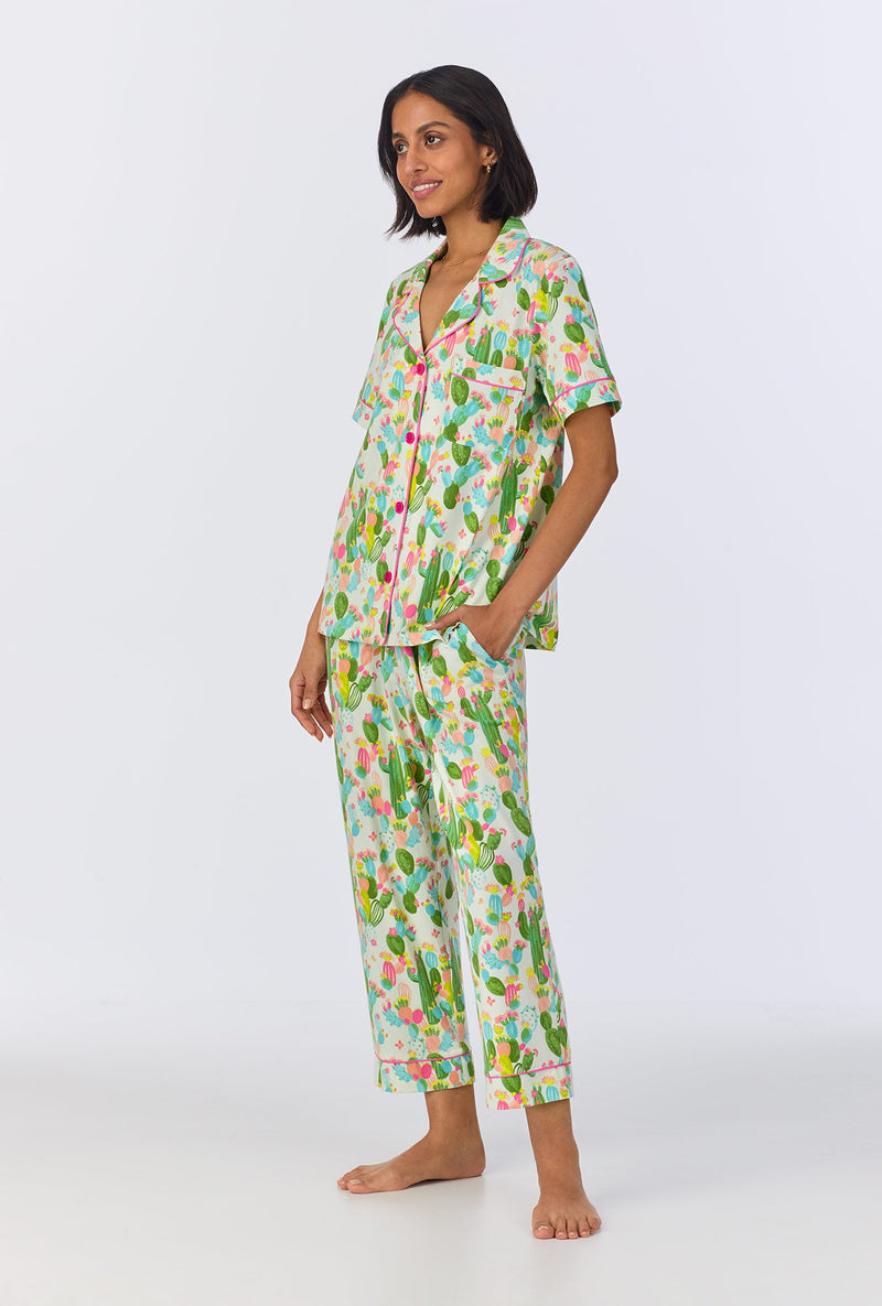 Cactus Garden Short Sleeve Classic Stretch Jersey Cropped PJ Set
