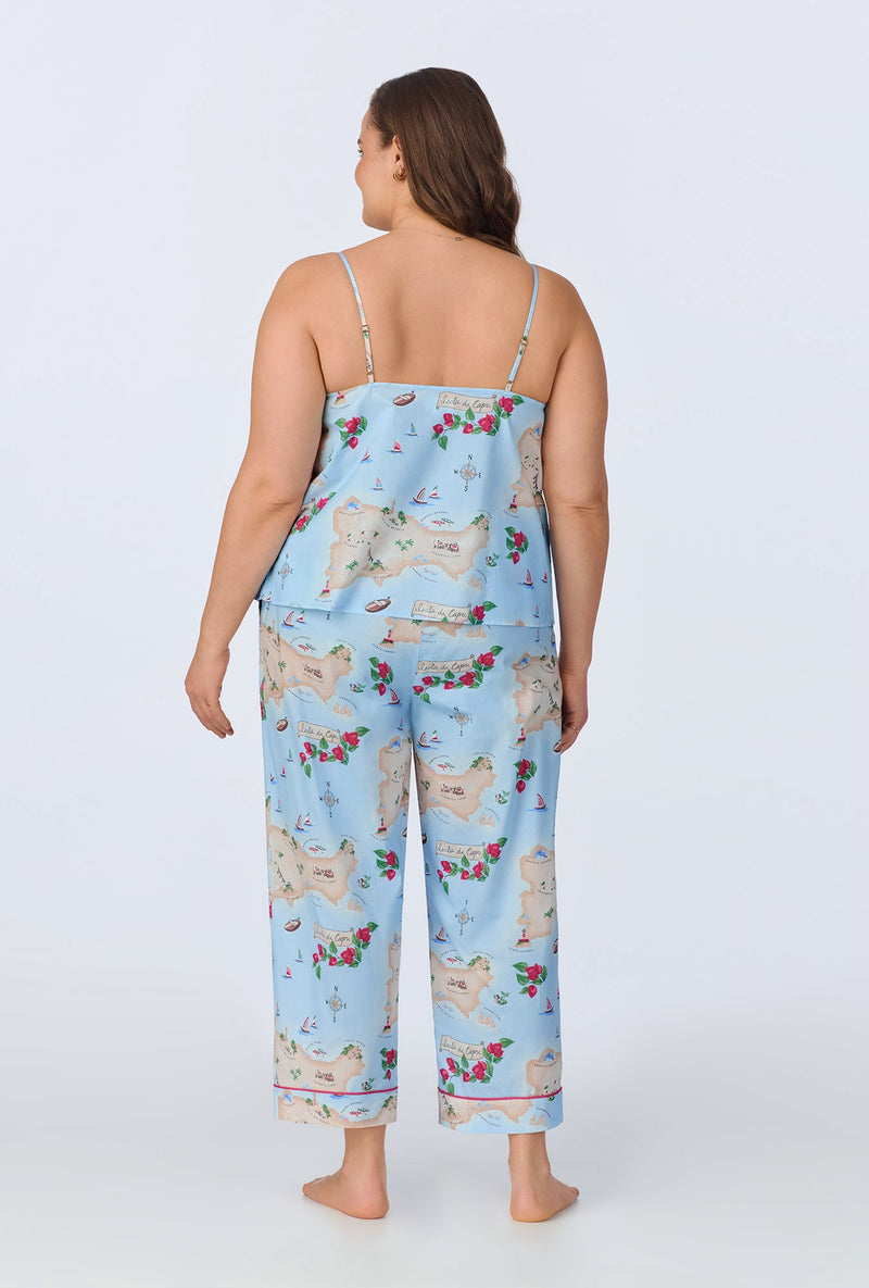 Ciao Capri Cami Woven Cotton Poplin Cropped PJ Set