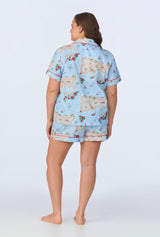 Ciao Capri Short Sleeve Classic Woven Cotton Poplin Shorty PJ Set