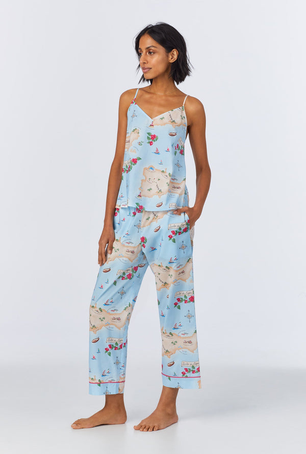 Ciao Capri Cami Woven Cotton Poplin Cropped PJ Set