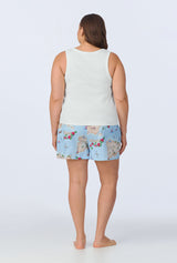 Ciao Capri Knit Tank Woven Cotton Poplin Boxer PJ Set
