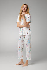 Champagne Wedding Short Sleeve Classic Stretch Jersey Cropped PJ Set