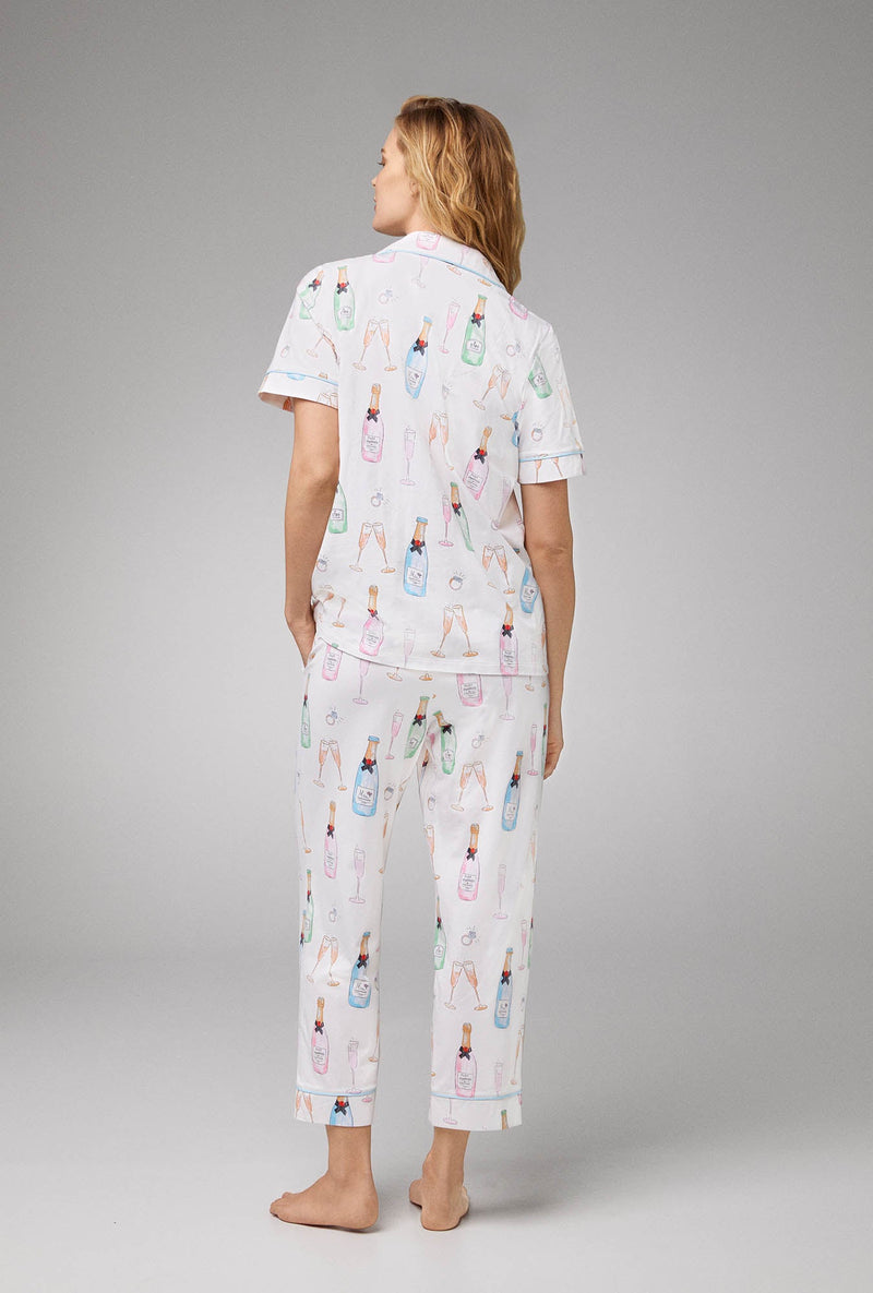 Champagne Wedding Short Sleeve Classic Stretch Jersey Cropped PJ Set