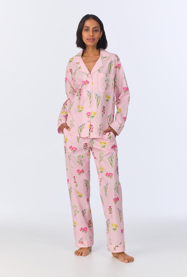 Western Wildflowers Long Sleeve Classic Woven Cotton Poplin Long PJ Set