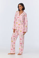Western Wildflowers Long Sleeve Classic Woven Cotton Poplin Long PJ Set