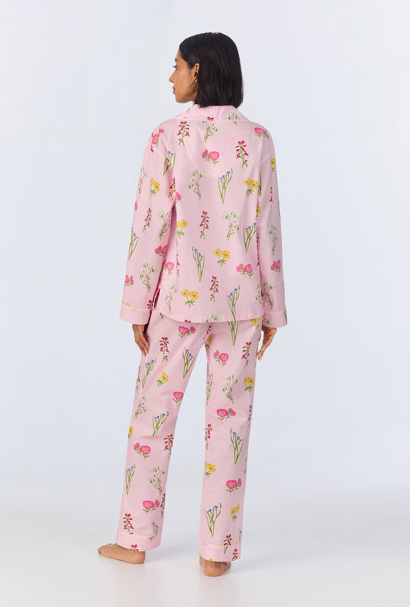 Western Wildflowers Long Sleeve Classic Woven Cotton Poplin Long PJ Set