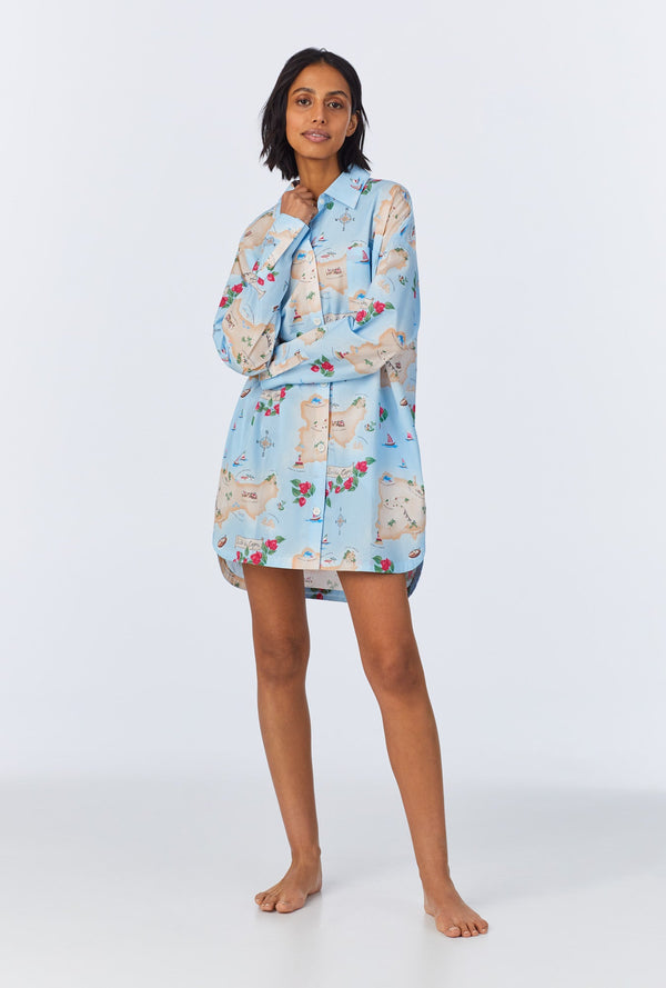 Ciao Capri High Low Woven Cotton Poplin Boyfriend Shirt