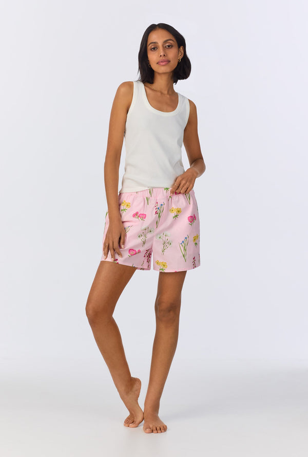 Western Wildflowers Tank Woven Cotton Poplin Boxer PJ Set