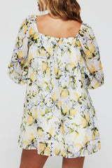 Lina Long Sleeve Cover Up Mini Dress in Lemons