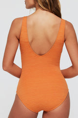 Faustina V-Neck Cinched One-Piece Swimsuit in Orange