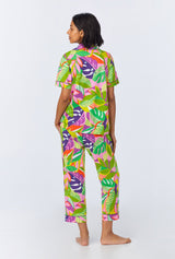 BedHead x Trina Turk Jungle Leaves Short Sleeve Classic Cropped Stretch Jersey PJ Set