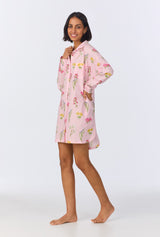 Western Wildflowers High Low Woven Cotton Poplin Boyfriend Shirt