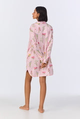Western Wildflowers High Low Woven Cotton Poplin Boyfriend Shirt