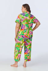 BedHead x Trina Turk Jungle Leaves Short Sleeve Classic Cropped Stretch Jersey PJ Set