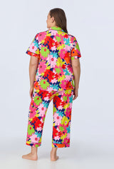 BedHead x Trina Turk Pop Floral Short Sleeve Classic Cropped Stretch Jersey PJ Set