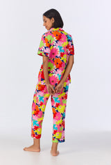 BedHead x Trina Turk Pop Floral Short Sleeve Classic Cropped Stretch Jersey PJ Set